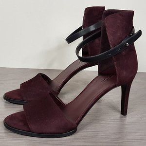 Vince 'Giustina' Ankle Strap Sandal, Wine Suede Womens Size 7.5 / 38